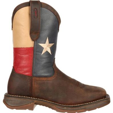 Botas de trabajo vaqueras con punta de acero para caballeros Rebel by  Durango de bandera de Texas de 11 in: estilo #DB021