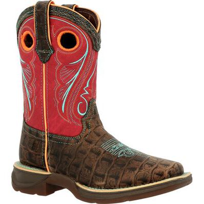 Lil' Rebel™ by Durango® Big Kids Gator Emboss Western Boot, , large