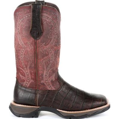 Lady Rebel by Durango Gator Embossed Pull-On Western Boot, , large