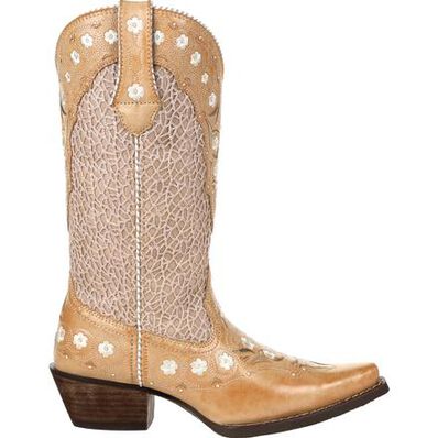 Crush™ by Durango® Women's Ivory Cream Lace Floral Western Boot, , large