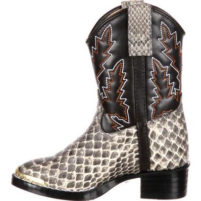 Bota de vaquero para niños grandes con estampado de serpiente bronceado Durango Big Kid, , large