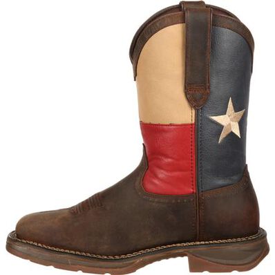 Botas de trabajo vaqueras con punta de acero para caballeros Rebel by  Durango de bandera de Texas de 11 in: estilo #DB021