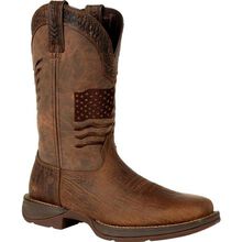 Rebel™ by Durango® Brown Distressed Flag Embroidery Western Boot