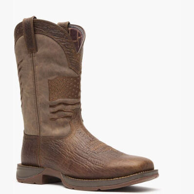Rebel™ by Durango® Brown Distressed Flag Embroidery Western Boot, , large