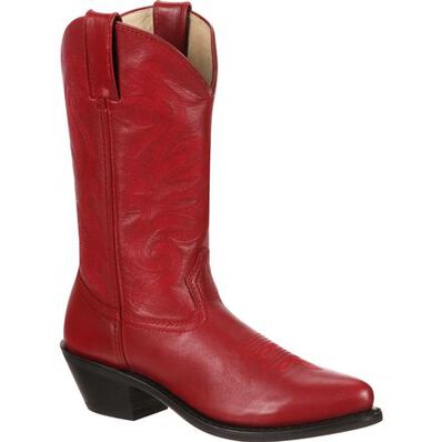 Botas vaqueras de cuero rojo para damas de Durango, , large