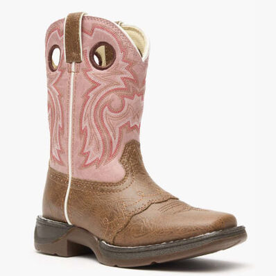 Bota vaquera color bronceado para niños pequeños con cordones juvenil Lil' Durango, , large