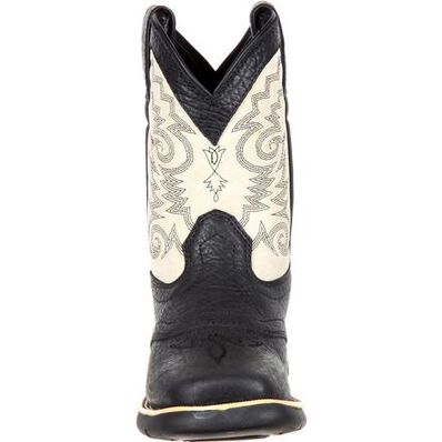 LIL' DURANGO® Big Kid Black and Cream Saddle Western Boot, , large