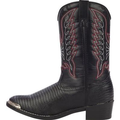 Bota vaquera para niños pequeños Durango con estampado de lagarto negro Durango Little Kid, , large