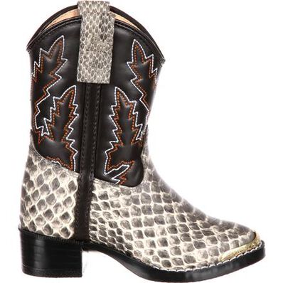 Bota de vaquero para niños grandes con estampado de serpiente bronceado Durango Big Kid, , large