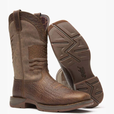 Rebel™ by Durango® Brown Distressed Flag Embroidery Western Boot, , large
