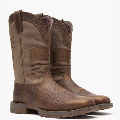 Rebel™ by Durango® Brown Distressed Flag Embroidery Western Boot, , large