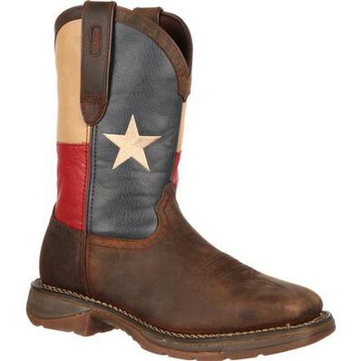 Botas de trabajo vaqueras con punta acero para caballeros Rebel by Durango de bandera de Texas de 11 in: estilo #DB021
